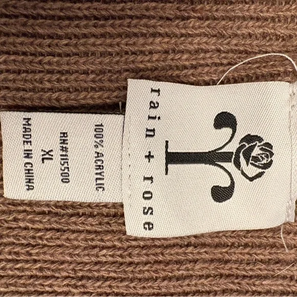 Rain + Rose Tan Sweater Vest with Faux Fur Pockets.  Size XL - Picture 7 of 10
